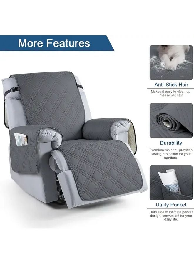 Modern Plush Single Recliner Sofa Cover Dark Gray Ultrasoft Pet Friendly Machine Washable - Image 2